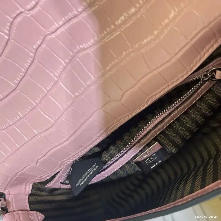 Affordable Pink Bag Fendi In Medium Leather Baguette Crocodile Tiffany 0419 HOT SALE